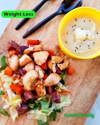 Honey Glazed Garlic Chicken with Cauliflower Soup